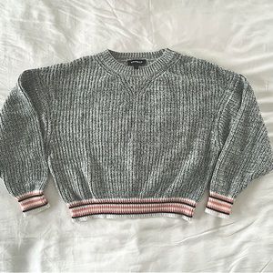 Express teal marled semi crop sweater